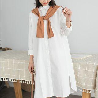 Set: Long-sleeve Midi Shirtdress + Cape