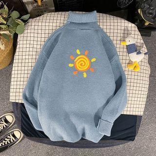 Sun Print Turtleneck Sweater