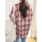 Loose-fit Plaid Shirt Red - One Size
