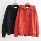Dolman-sleeve Plain Hooded Pullover
