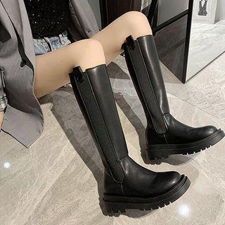 Lug-sole Band-trim Tall Boots