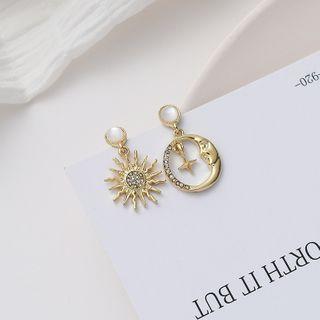 Non-matching Rhinestone Sun Moon & Star Dangle Earring