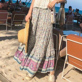 Floral Print Top / Maxi Skirt / Spaghetti Strap Top / Set