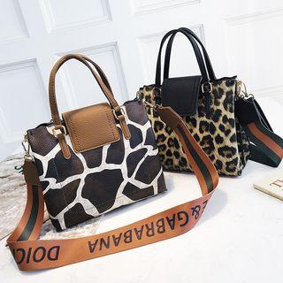 Patterned Faux Leather Crossbody Bag