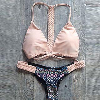 Patterned Panel Woven Bikini