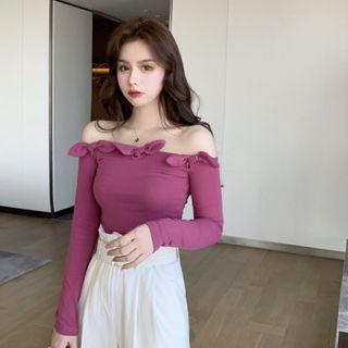 Off Shoulder Long-sleeved Top