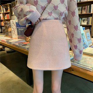 Plain Woolen Mini Pencil Skirt