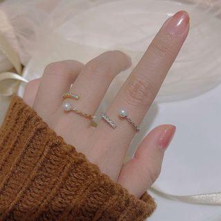 Faux Pearl Sterling Silver Open Ring