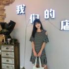 Striped Short-sleeve Cold-shoulder T-shirt Dress