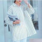 Striped Long-sleeve Blouse Yellow - One Size