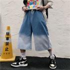 Gradient Wide Leg Capri Jeans