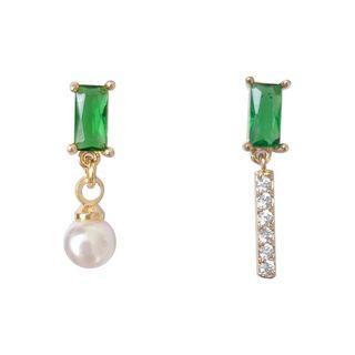 Asymmetric Faux-pearl Earrings Gold - One Size