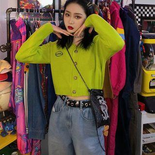 Lettering Crop Cardigan