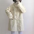 Bear Embroidered Hooded Toggle Coat Off-white - One Size