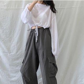 Elastic Waist Gather-cuff Cargo Pants