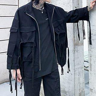 Pocket Drawstring Zip Jacket