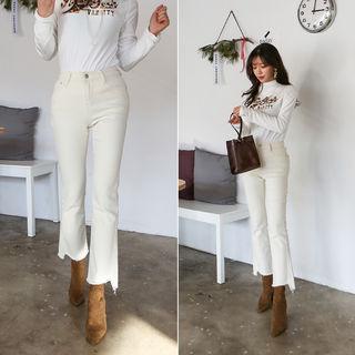 Tummy-control Brushed-fleece Lined Boot-cut Pants