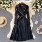 Lapel Lace Long-sleeve Dress