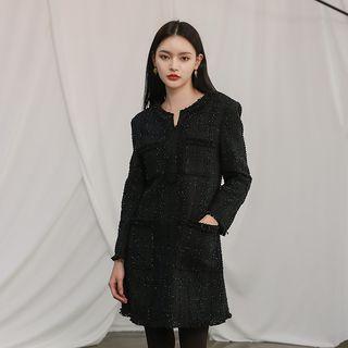 Pocket-detail Tweed Dress