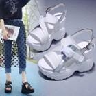 Iridescent Strap Slingback Wedge Platform Sandals