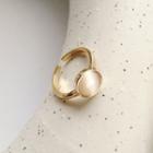 Cat Eye Stone Alloy Open Ring Gold & Off-white - One Size