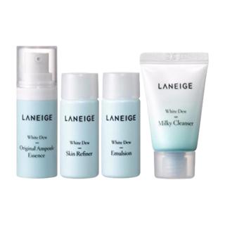 Laneige - White Dew Trial Kit: Milky Cleanser 10ml + Skin Refiner 15ml + Emulsion 15ml + Essence 7ml 4pcs