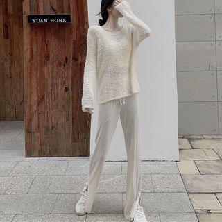 Plain Knit Top / Straight-fit Pants