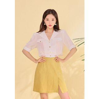 Notch-collar Blouson Shirt