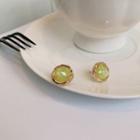 Faux Crystal Alloy Earring 1 Pair - Gold & Green - One Size