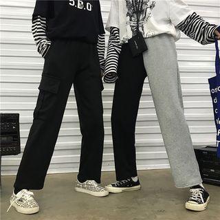 Couple Matching Cargo Pants / Two-tone Straight-cut Pants