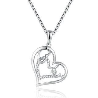 14k/585 White Gold Diamond Cut Heart Necklace