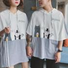 Couple Matching Short-sleeve Printed Hoodie