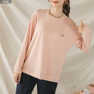 Paris Embroidered Textured Sweatshirt