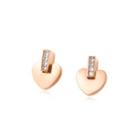 Simple And Romantic Plated Rose Gold 316l Stainless Steel Heart-shaped Cubic Zirconia Stud Earrings Rose Gold - One Size