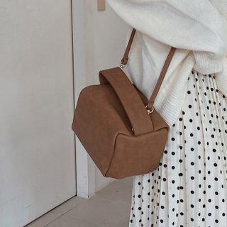 Pleather Box Shoulder Bag