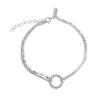 Layered Alloy Bracelet 1 Piece - Silver - One Size