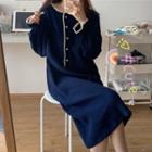 Set : Flower Trim Round-neck Oversize Top + Pants / Dress