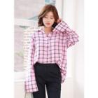 Wide-sleeve Checked Shirt