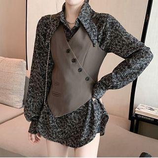 Floral Print Shirt / Asymmetrical Camisole Top