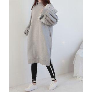 High-neck Balloon-sleeve Sweatshirt Dress