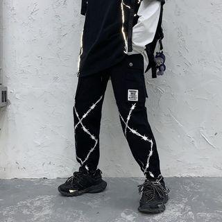High-waist Applique Printed Pants