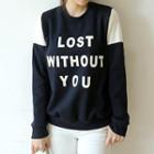 Long-sleeve Contrast Color Lettering Top