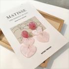 Heart Drop Earring Pink Love Heart - One Size