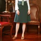 Pocketed A-line Midi Skirt