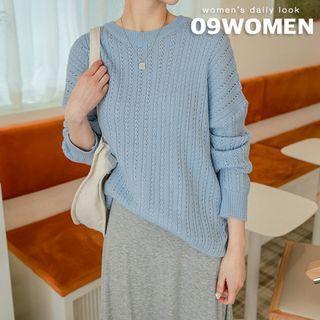 Plus Size Crewneck Pointelle Sweater