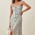 Spaghetti Floral Print Tie-front A-line Dress