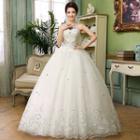 Sequined Strapless Wedding Ball Gown