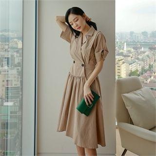 Cuffed-sleeve A-line Dress