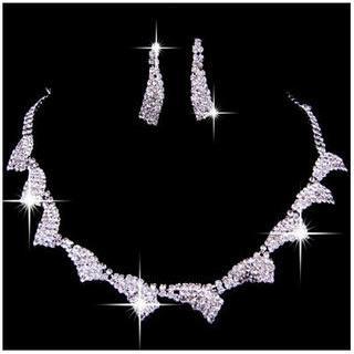 Bridal Set: Rhinestone Necklace + Earrings