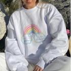 Long Sleeve Rainbow Print Loose-fit Sweatshirt